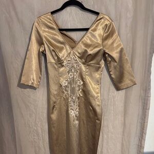 Dolce & Gabbana Metallic Gold Long Sleeve Dress
